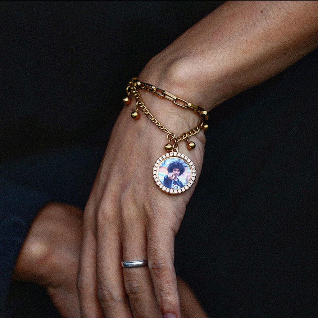 Custom Circle Photo Pendant Bracelet