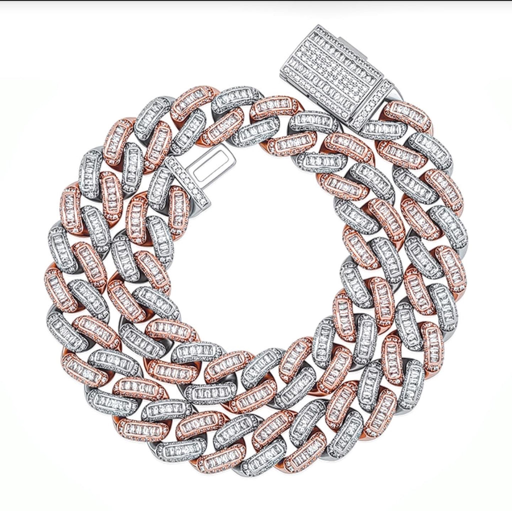 Baguette Round Style Cuban Link Chain