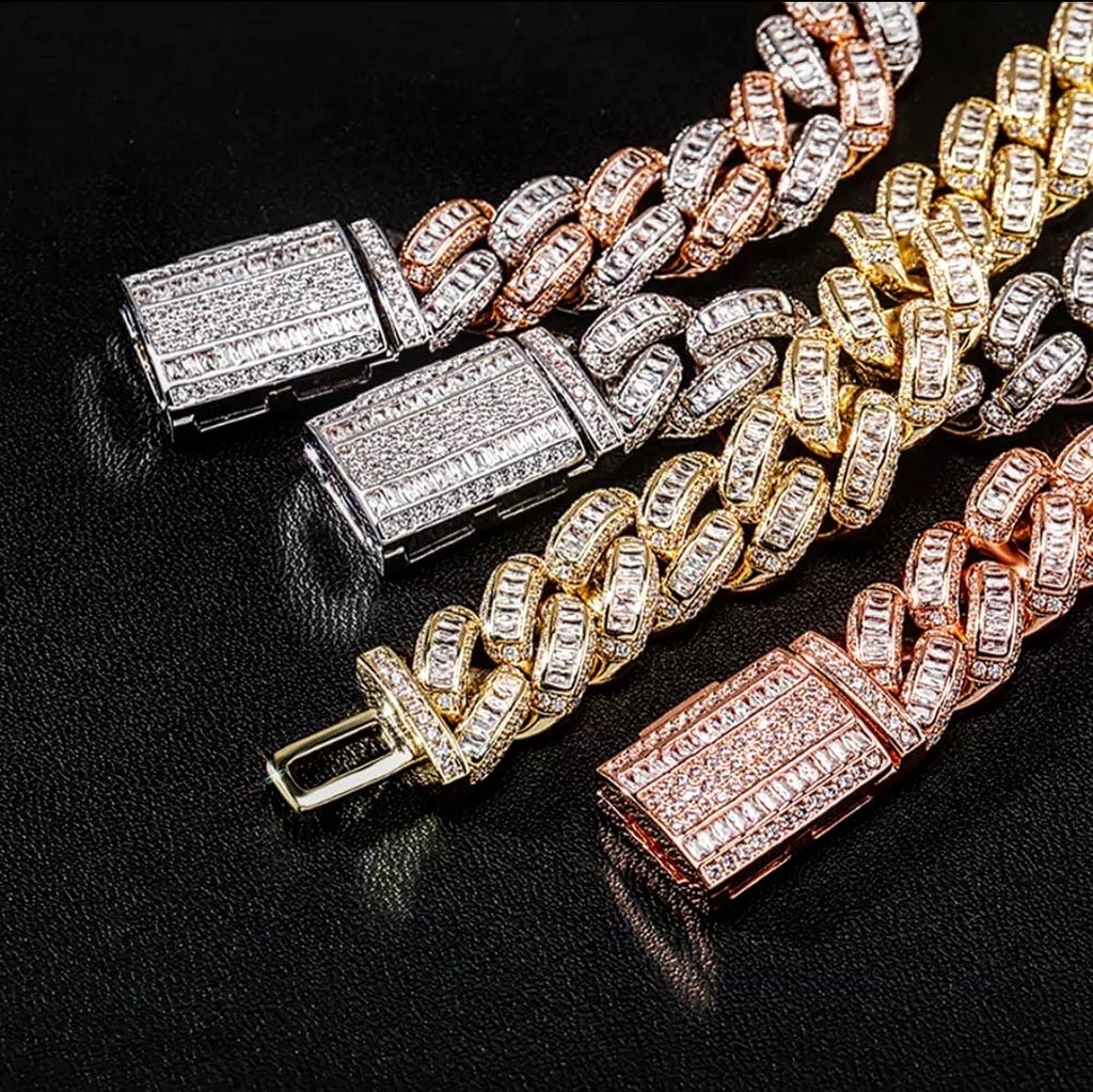 Baguette Round Style Cuban Link Chain