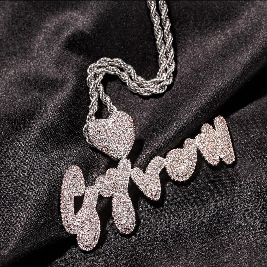 Custom Name Pendant w/ Heart Brass