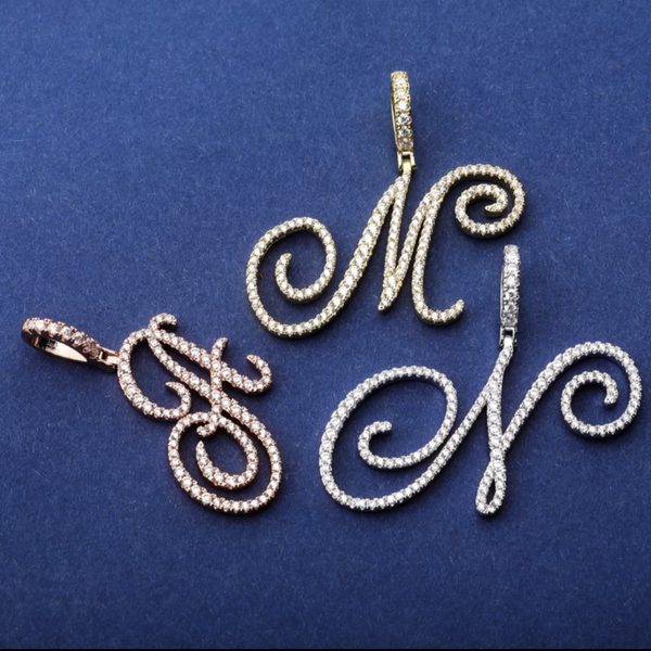 Swirly Cursive Single Letters Pendant